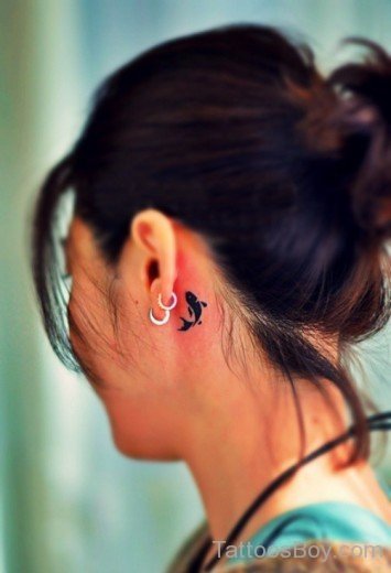Koi Fish Tattoo Behind Ear