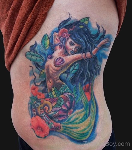 Mermaid Tattoo On Rib