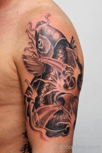 Nice Fish Tattoo Design On shoulder