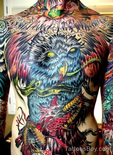 Owl Bird Tattoo On Chest