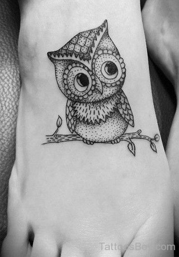 Owl Tattoo Design On Foot