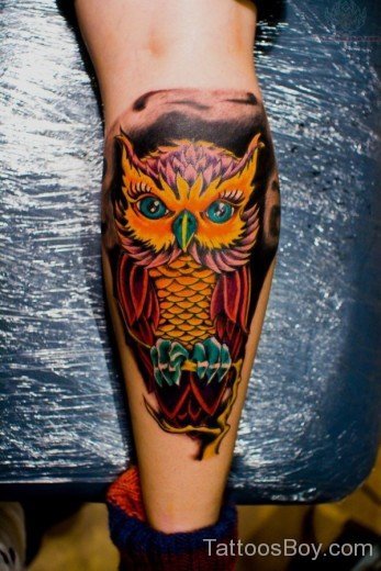 Owl Tattoo On Leg