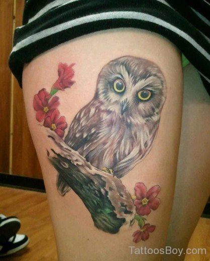 Owl Tattoo Design On Thigh