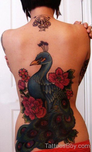 Peacock Tattoo Design On Full Back