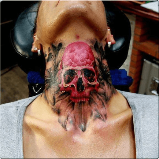 Skul Tattoo Design On Neck