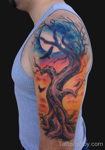 Treee Tattoo On Bicep