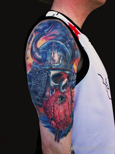 Viking Skull Tattoo On Shoulder