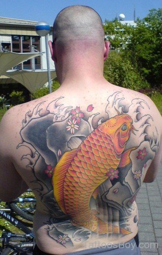 Yellow Fish Tattoo On Back