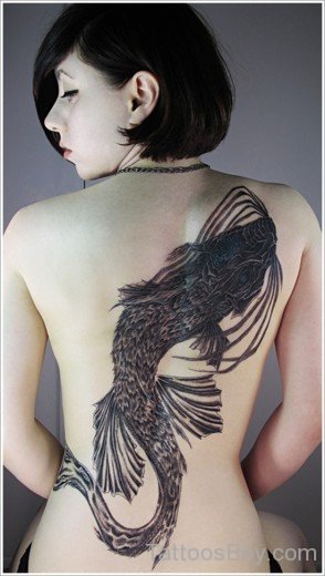 koi Fish Tattoo Design On Back