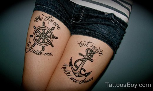 Anchor Tattoo Design On Thigh