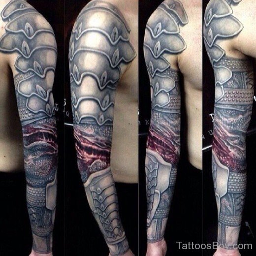 Armor Tattoo On Full Sleeve