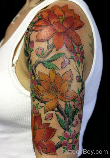 Flower Tattoo On Shoulder