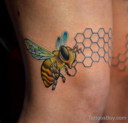 Bee Tattoo On Thigh