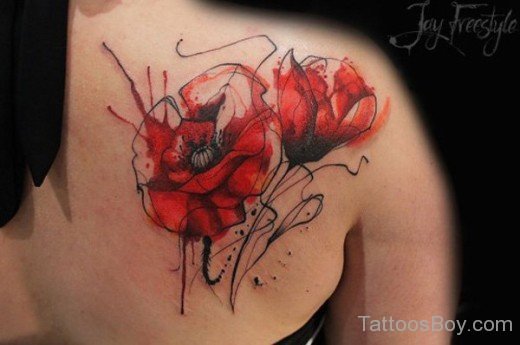 Poppy Tattoo On Back 