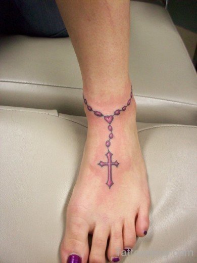  Rosary Tattoo On Foot 