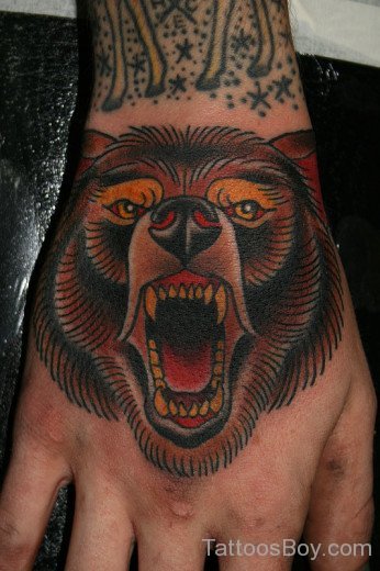 Bear Tattoo On Hand