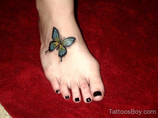 Beautiful Butterfly Tattoo On Foot-TD12016
