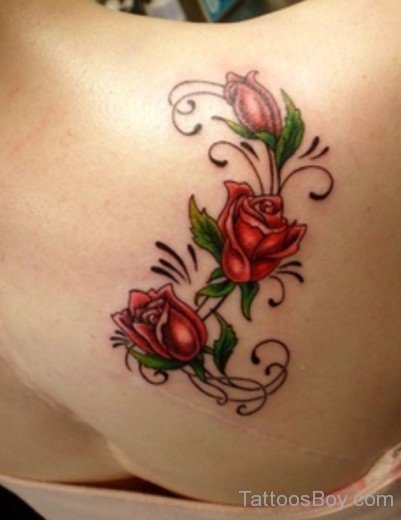  Red Rose Tattoo On Back-TD106