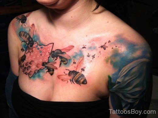Bee Tattoo Design On Chest