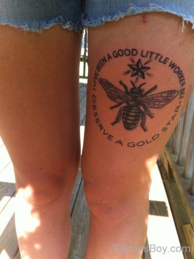 Bee Tattoo Design On Thigh