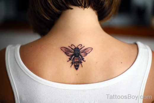 Bee Tattoo Design On Back-TD1043