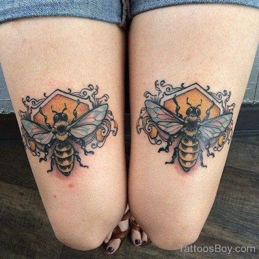 Bee Tattoo Design On Thigh-TD1049