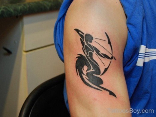 Black Sagittarius Arrow Tattoo