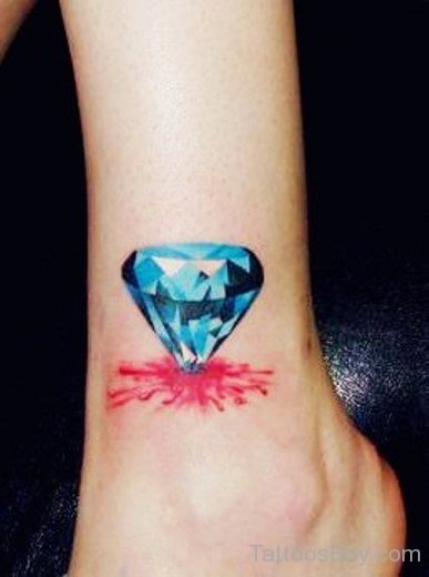 Blue Diamond Tattoo On Ankle-TD12026