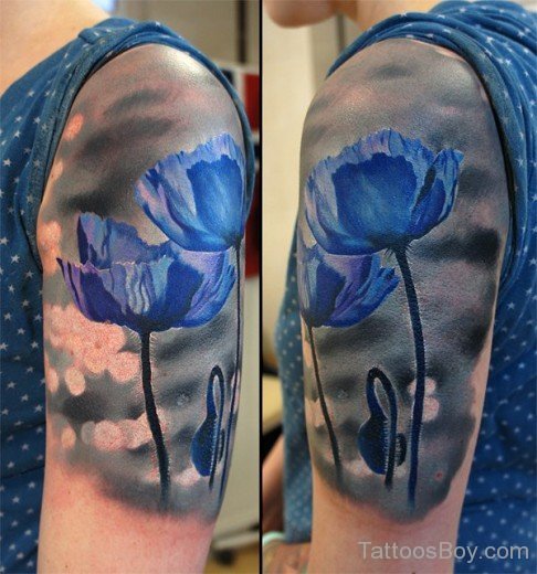 Blue Poppy Flower Tattoo