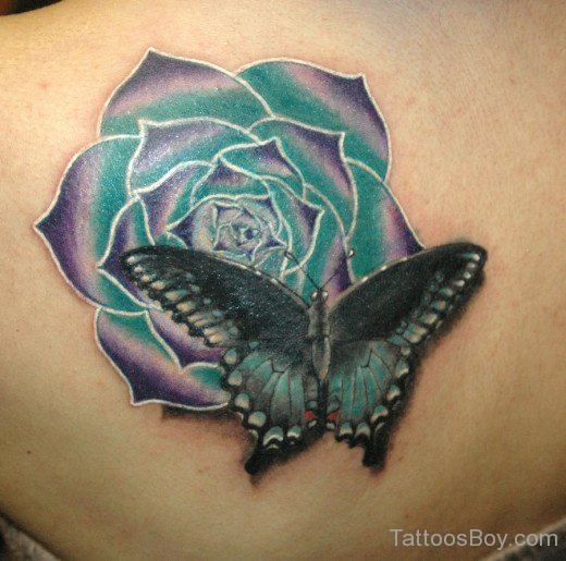 Butterfly And Rose Tattoo