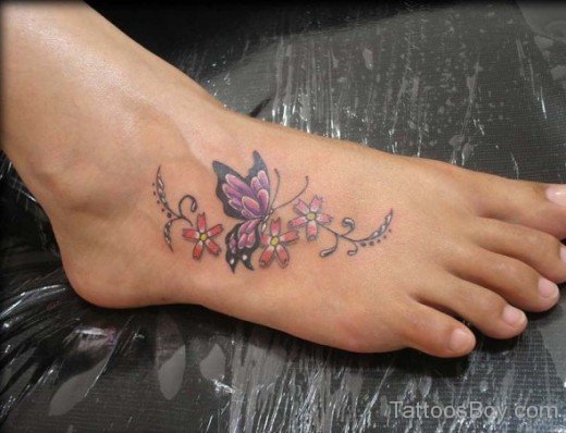 Butterfly Tattoo Design On Foot 