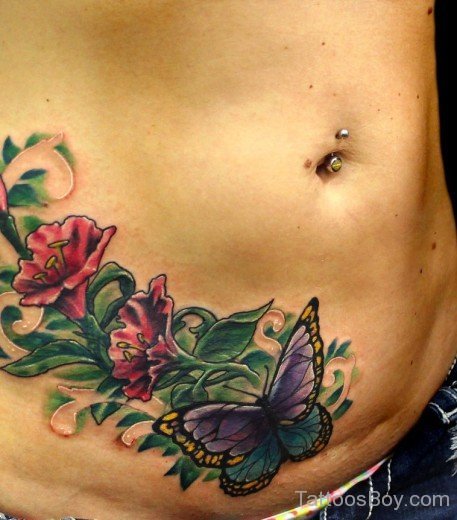 Butterly Tattoo On Waist