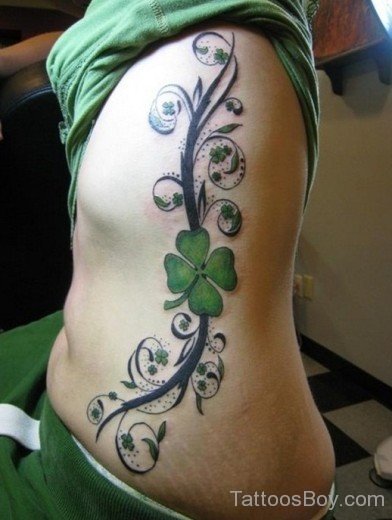 Clover Leaf Tattoo Design On Rib-TD122