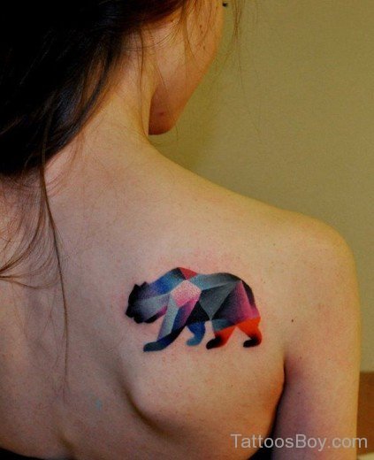 Colored Bear Tattoo On Back-TD1070
