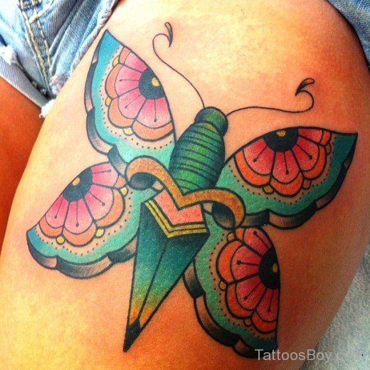 Exotic Butterfly Tattoo On Thigh-TD1071