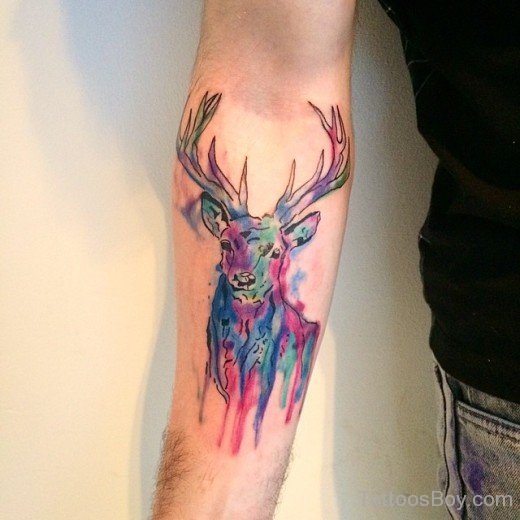 Colored Deer Tattoo On Arm-TD1073