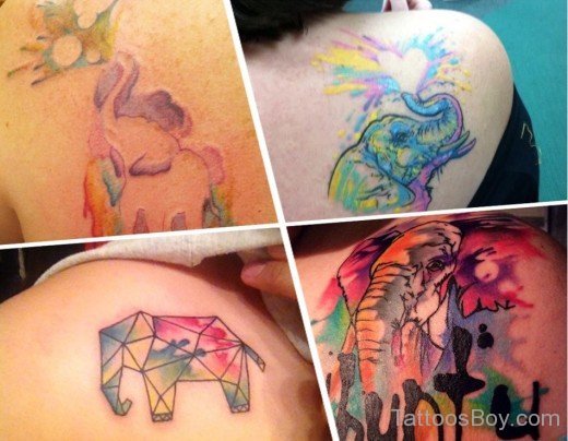 Colored Elephnat Tattoos