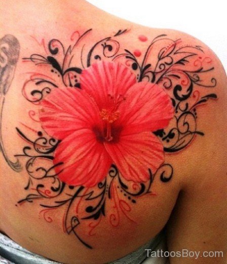 Hawaiian Flower Tattoo On Back