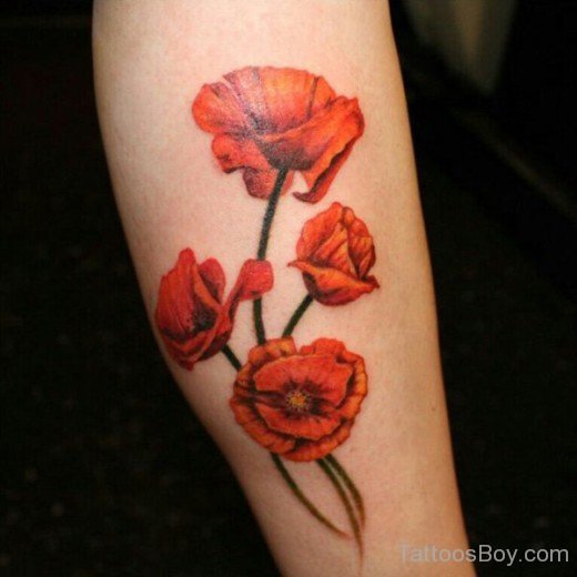 Colorful Poppy Flower Tattoo-TD114