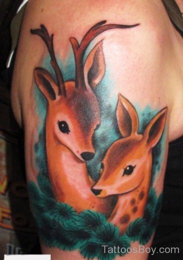Colourful Deer Tattoo Design-TD1079
