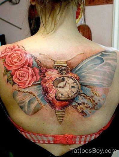 Compass And Rose Tattoo On BAck-TD125