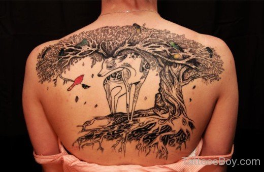 Deer Tattoo Design On Back