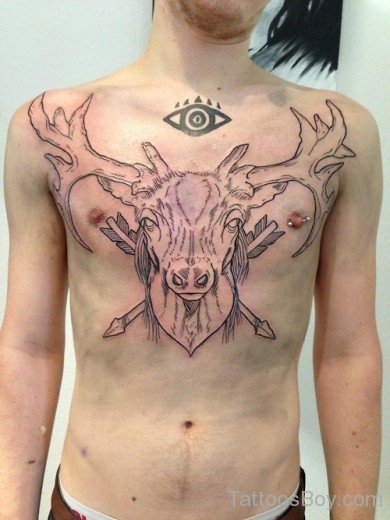 Deer Tattoo Design On Chest-TD1087
