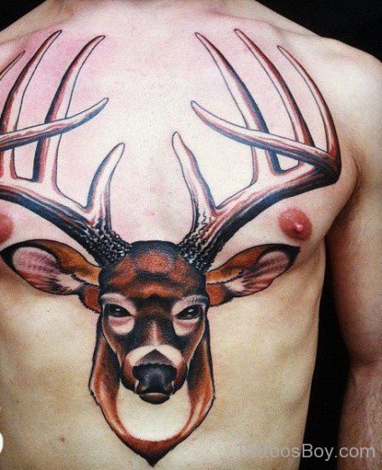 Deer Tattoo On Chest