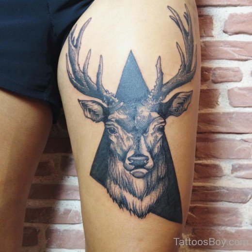 Deer Tattoo On Thigh