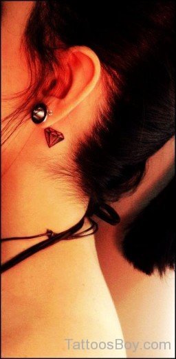 Diamond Tattoo On Behind Ear-TD12039