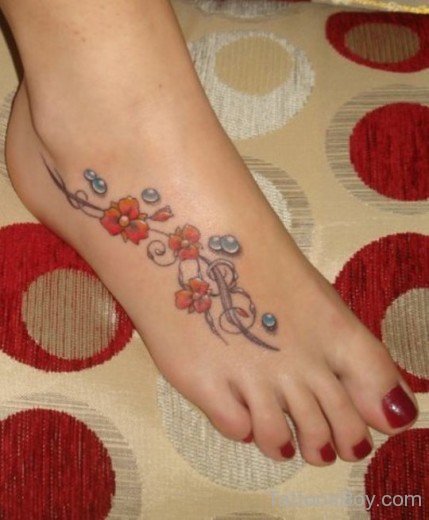  Flower Tattoo On Foot