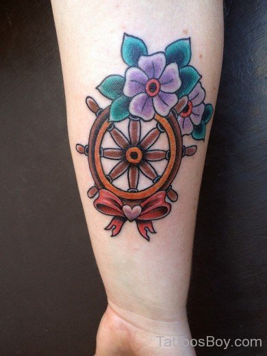 Elegant Ship Wheel Tattoo Design-TD1095