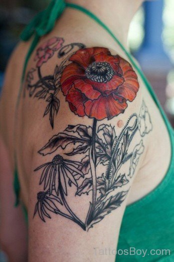 Flower Tattoo Design On Shoulder-TD118