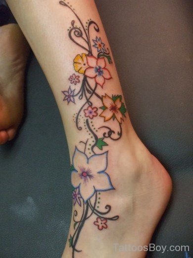 Flower Tattoo On Leg